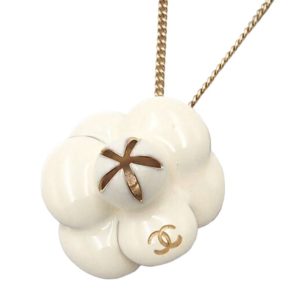 Chanel Gold Plated CC Camellia Pendant Necklace - 2
