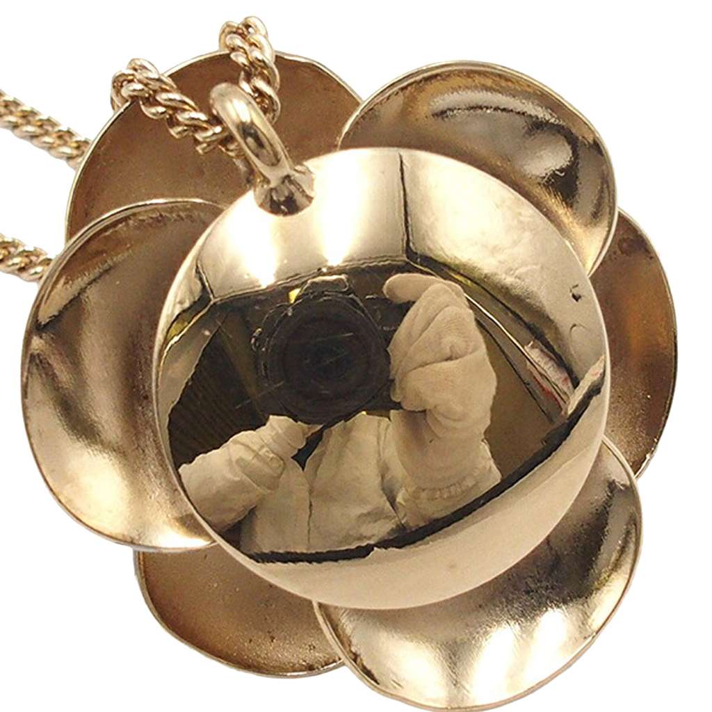 Chanel Gold Plated CC Camellia Pendant Necklace - 4