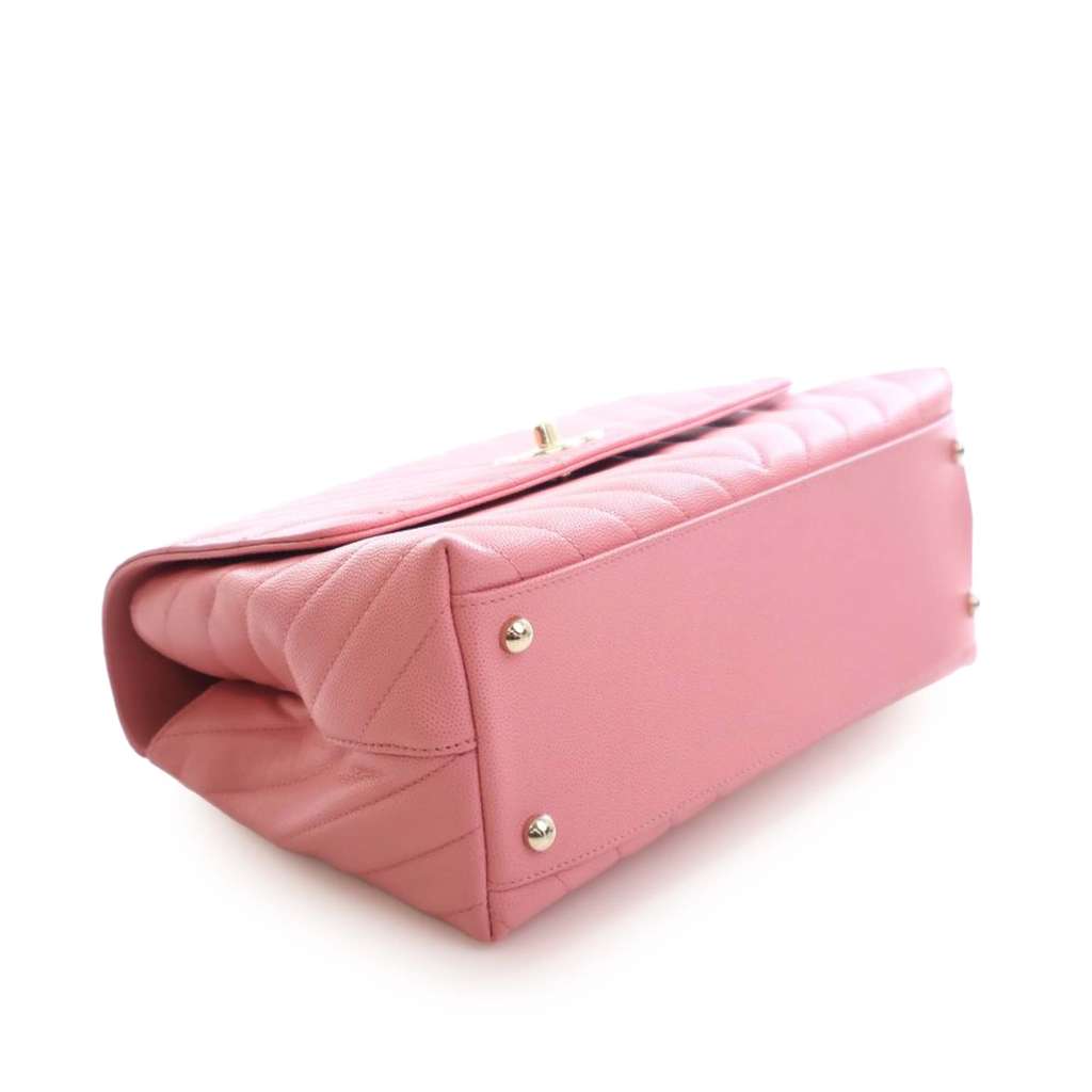 Chanel Small Caviar Chevron Coco Top Handle Bag - 5