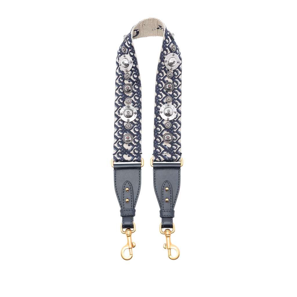 Dior Oblique Embroidered Canvas Studded Bag Strap