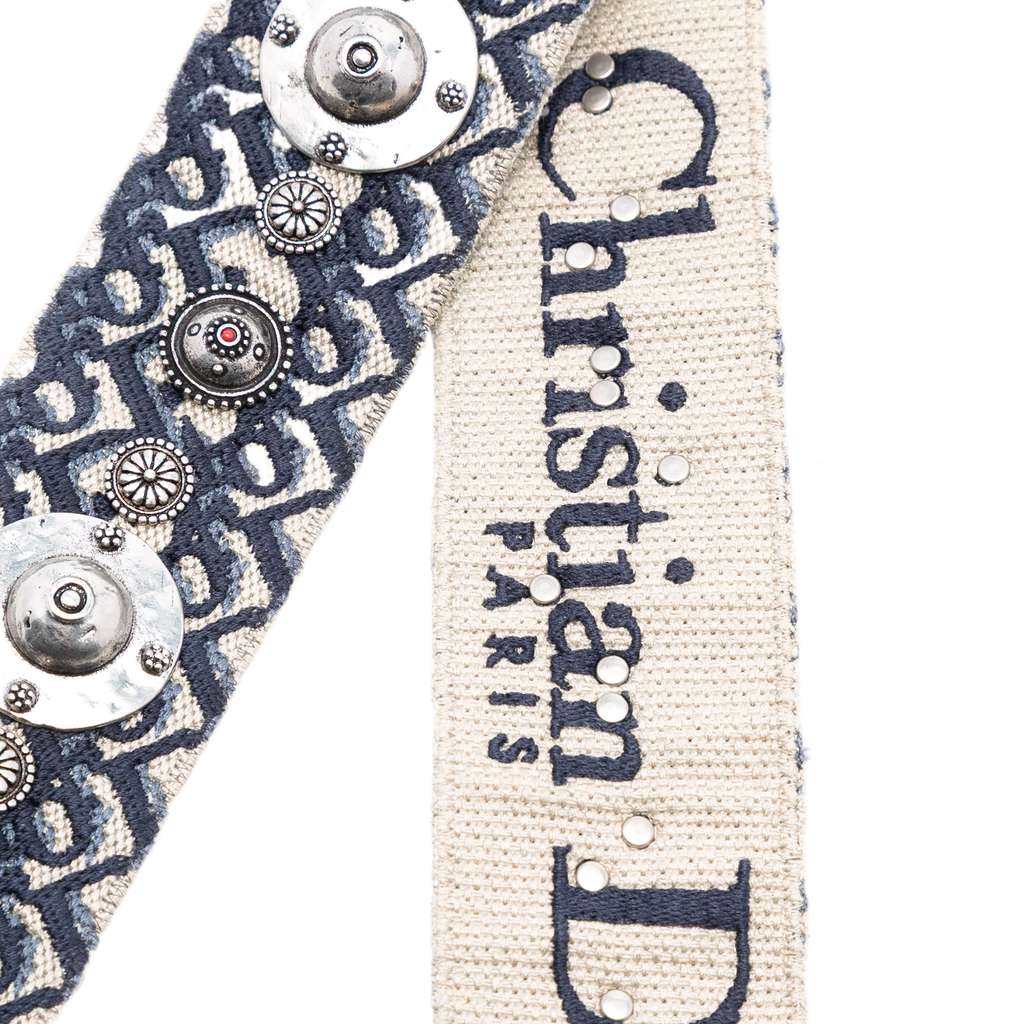 Dior Oblique Embroidered Canvas Studded Bag Strap - 2