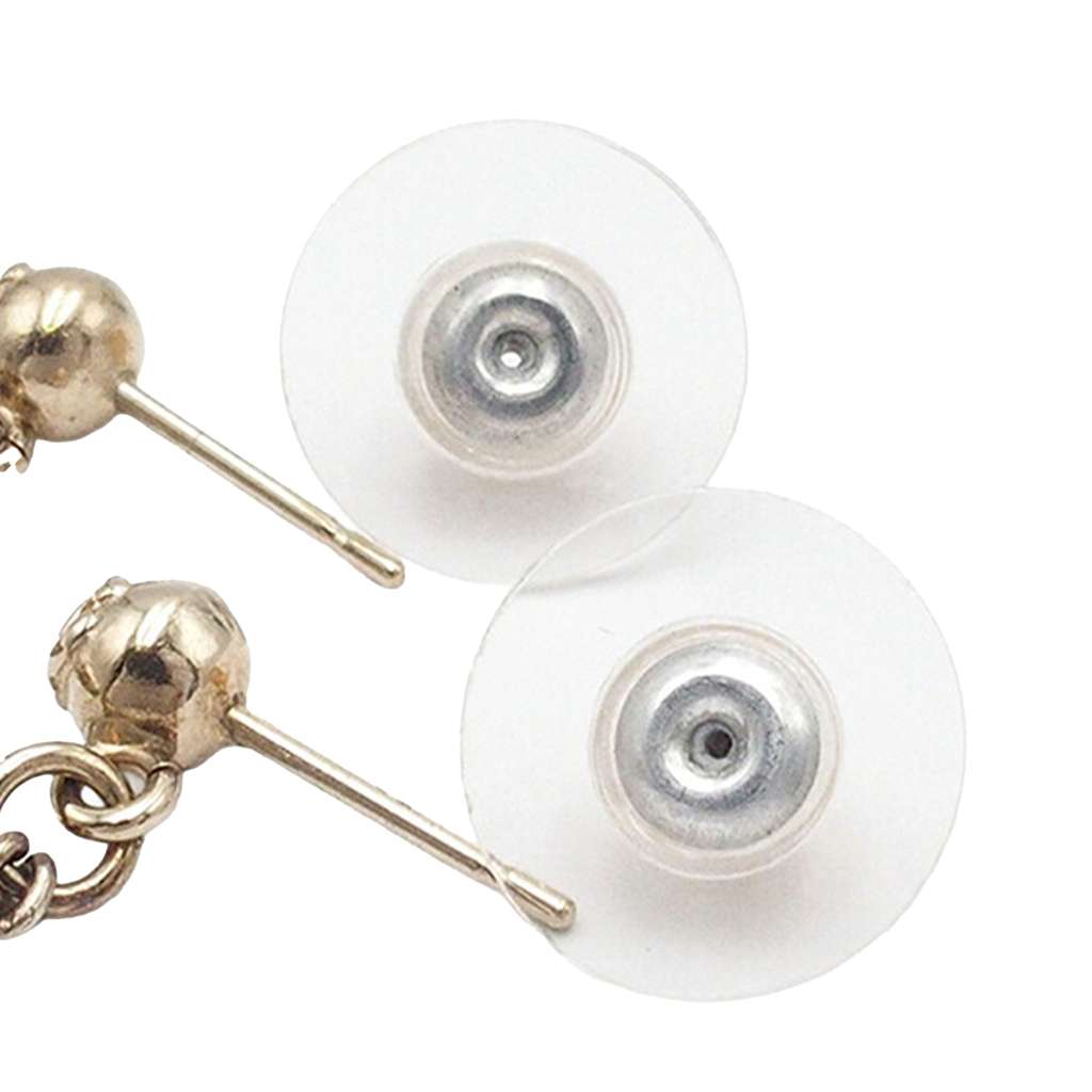 Chanel CC Gold Plated Resin Clover Swing Push Back Earrings - 3