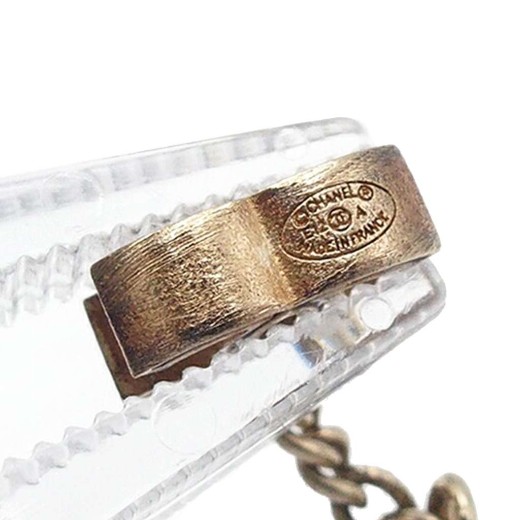 Chanel CC Gold Plated Resin Clover Swing Push Back Earrings - 5