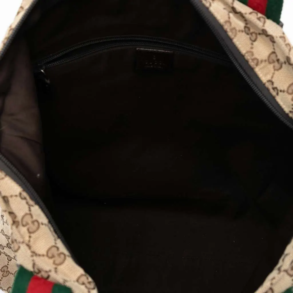 Gucci GG Canvas Web Tote Brown Canvas Good - Model View