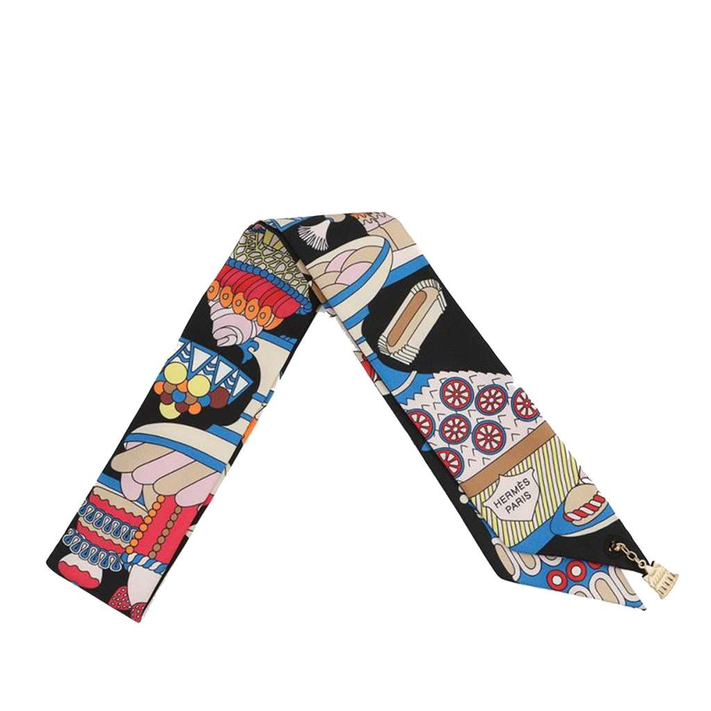 Hermès 20th Anniversary La Patisserie Francaise Charms Silk Twilly Scarf - 3