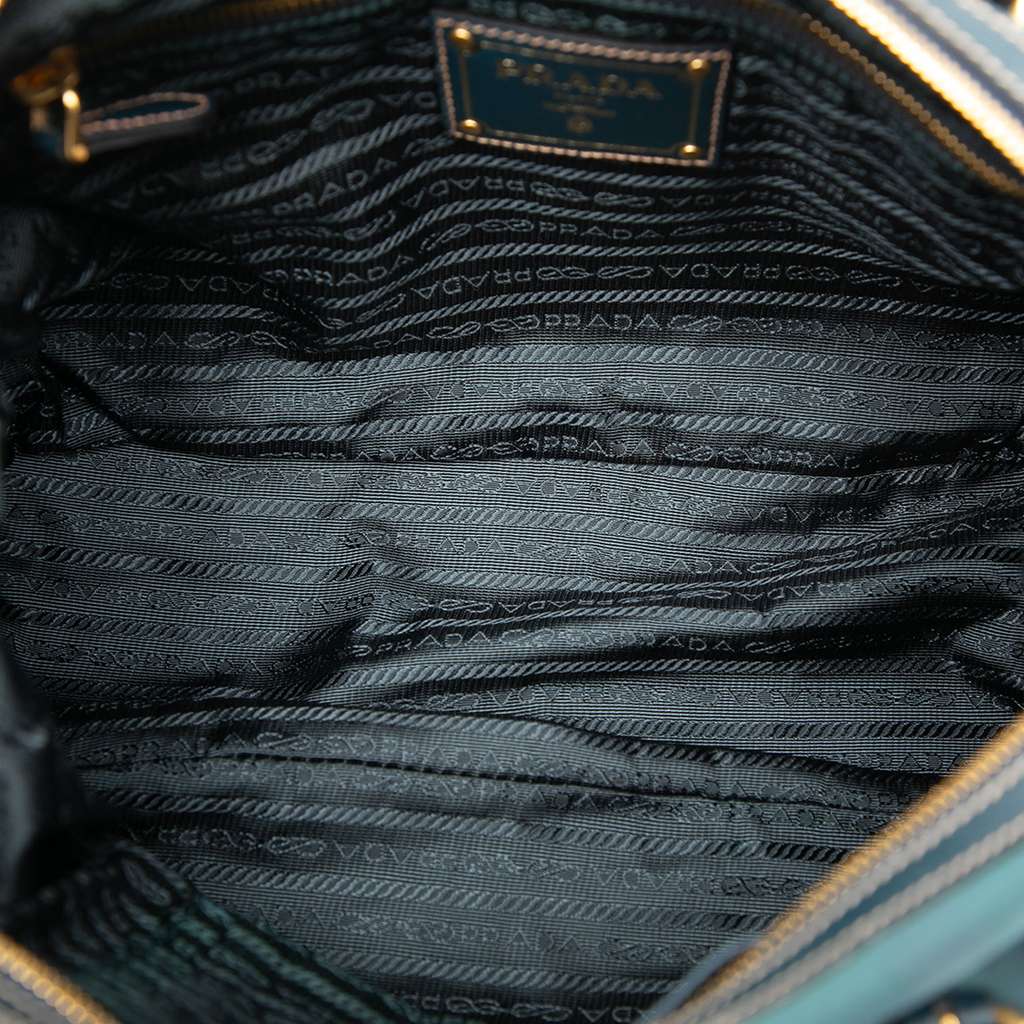 Prada Saffiano Trimmed Tessuto Logo Satchel - 4