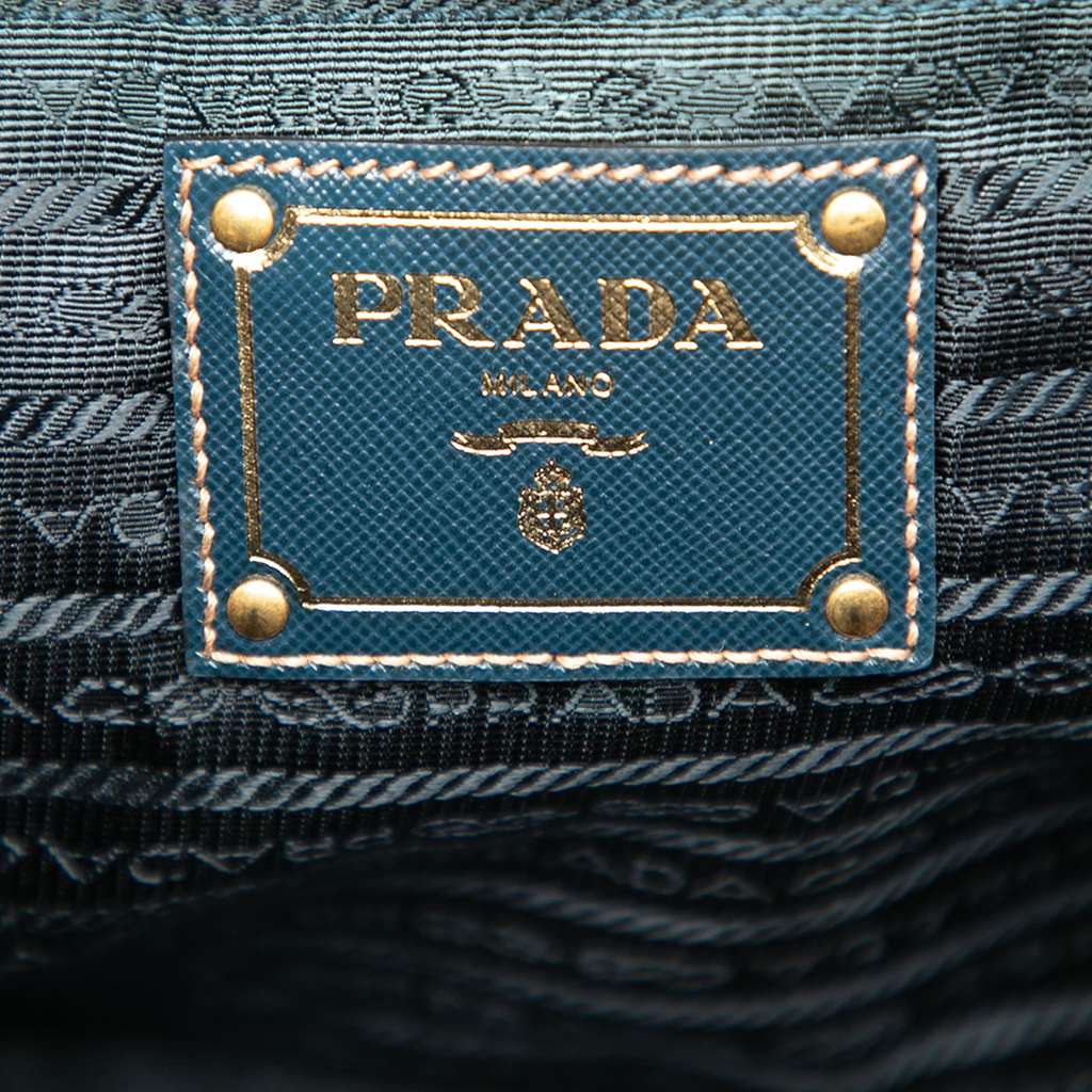 Prada Saffiano Trimmed Tessuto Logo Satchel - 5