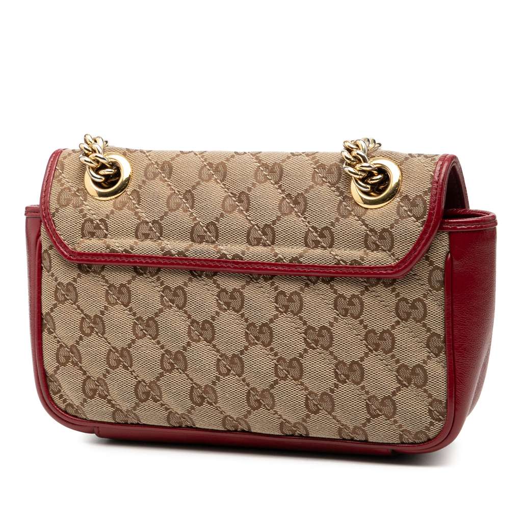Gucci Small GG Marmont Matelasse Diagonal GG Canvas and Leather Shoulder Bag - 2
