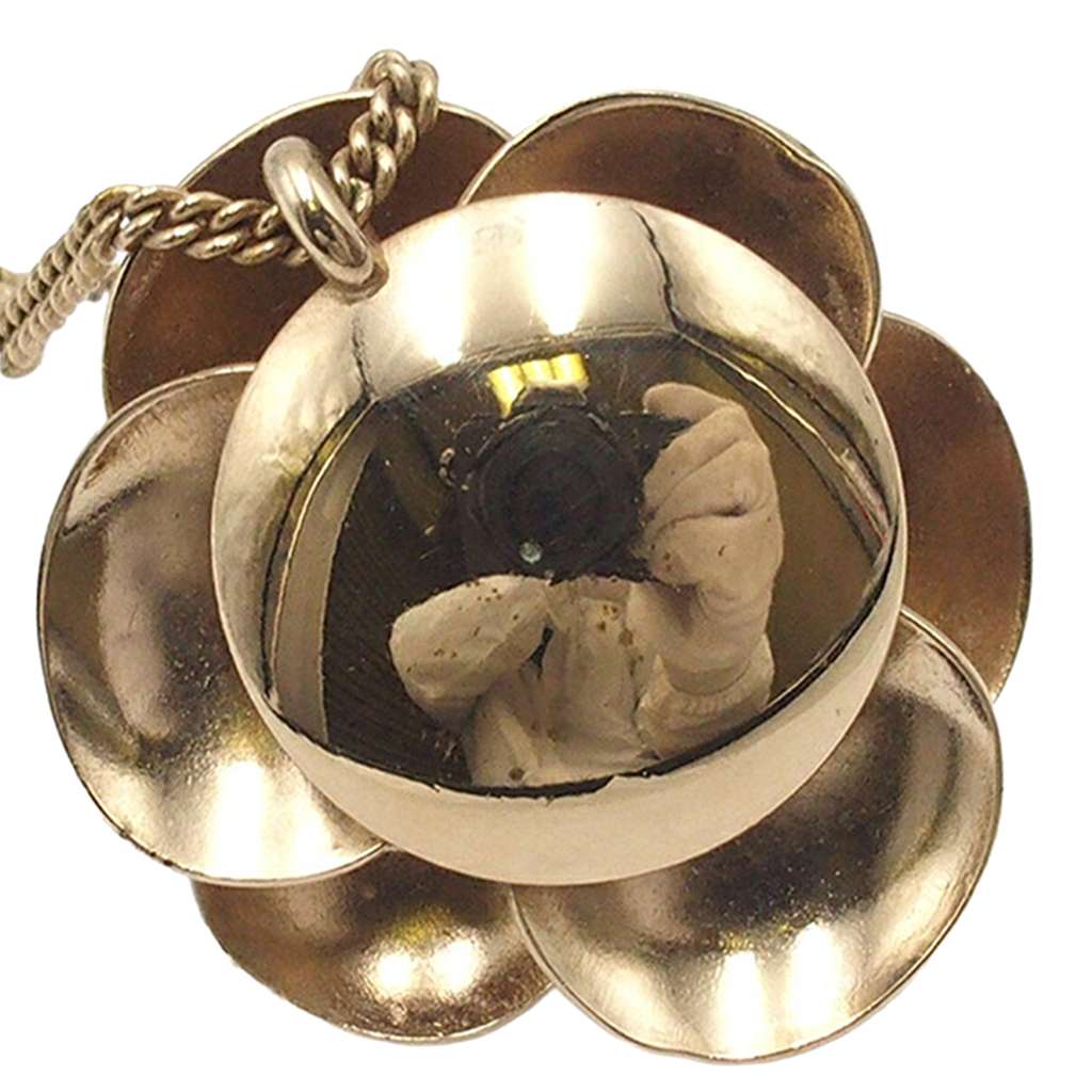 Chanel CC Gold Plated Enamel Camellia Pendant Necklace - 4