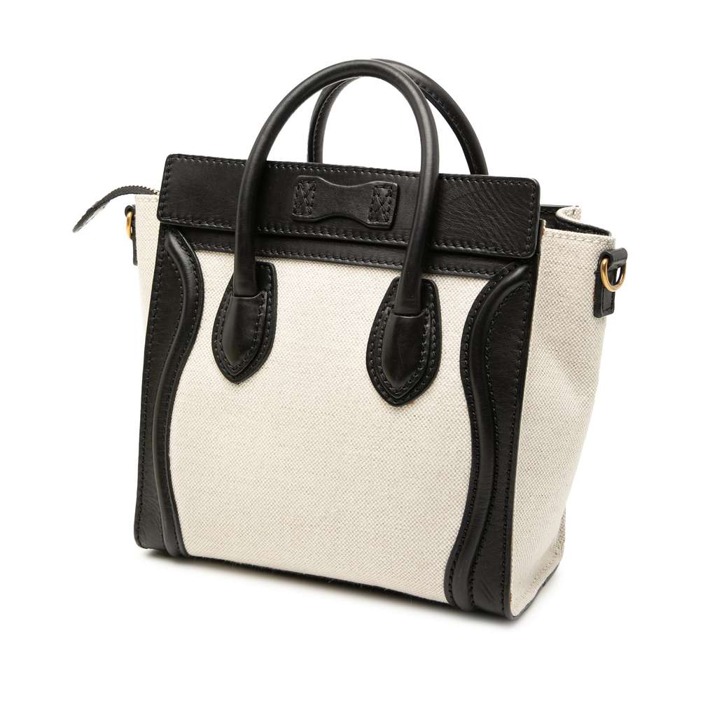 Celine Nano Bicolor Canvas and Leather Luggage Tote - 2