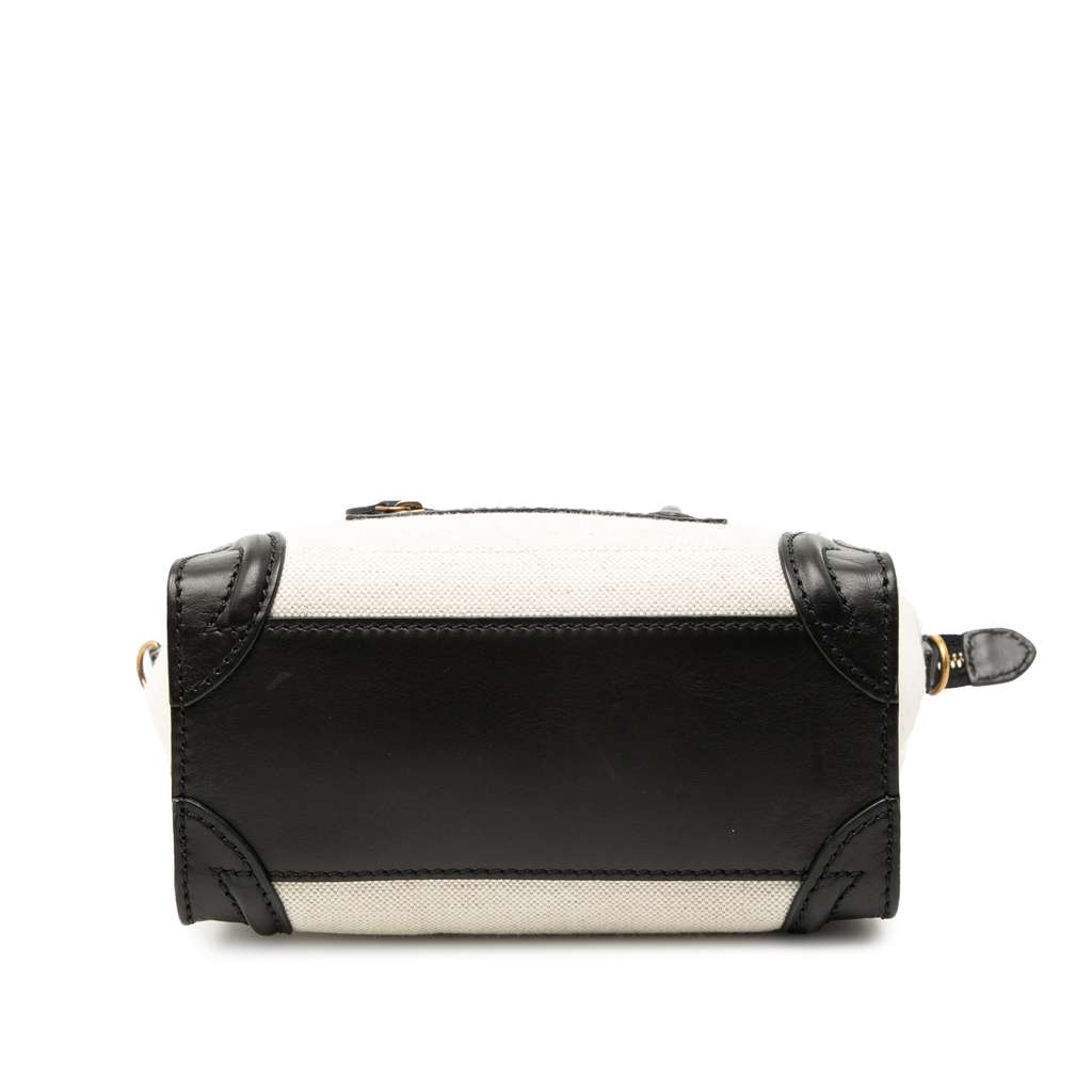 Celine Nano Bicolor Canvas and Leather Luggage Tote - 3