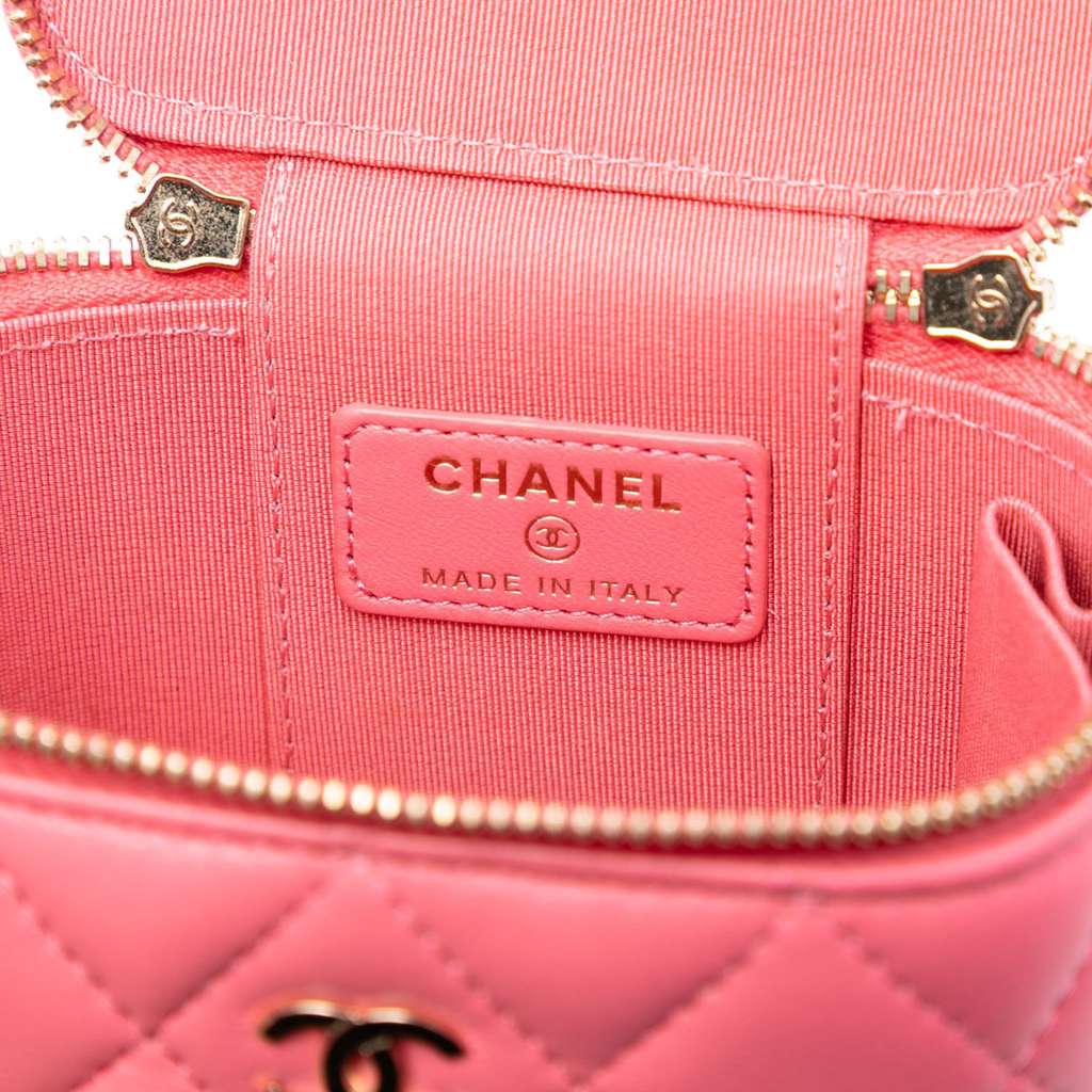 Chanel Mini Quilted Lambskin Top Handle Vanity Case With Chain - 5
