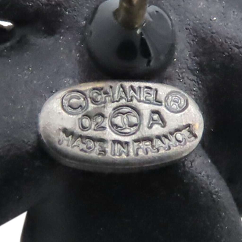 Chanel CC Resin Rhinestone Camellia Push Back Earrings - 5