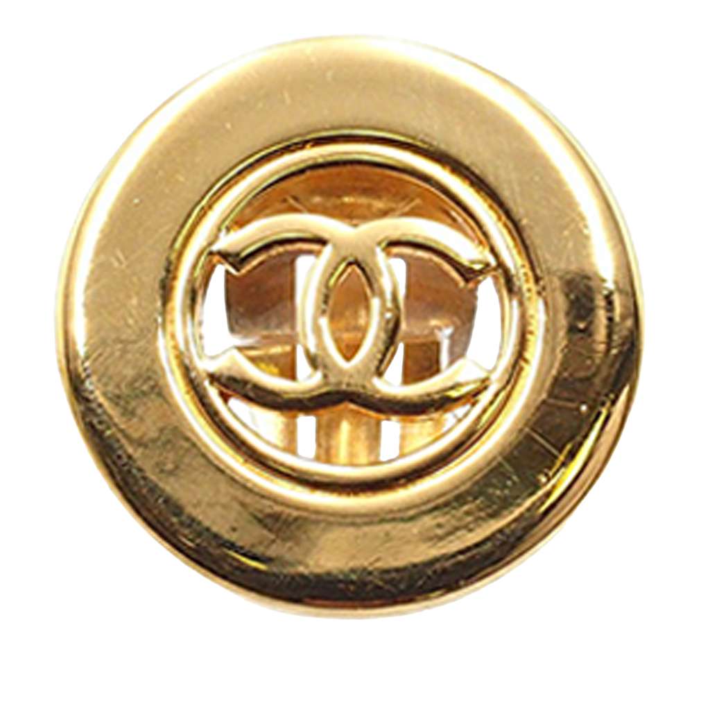 Chanel CC Gold Plated Round Clip on Earrings - 4