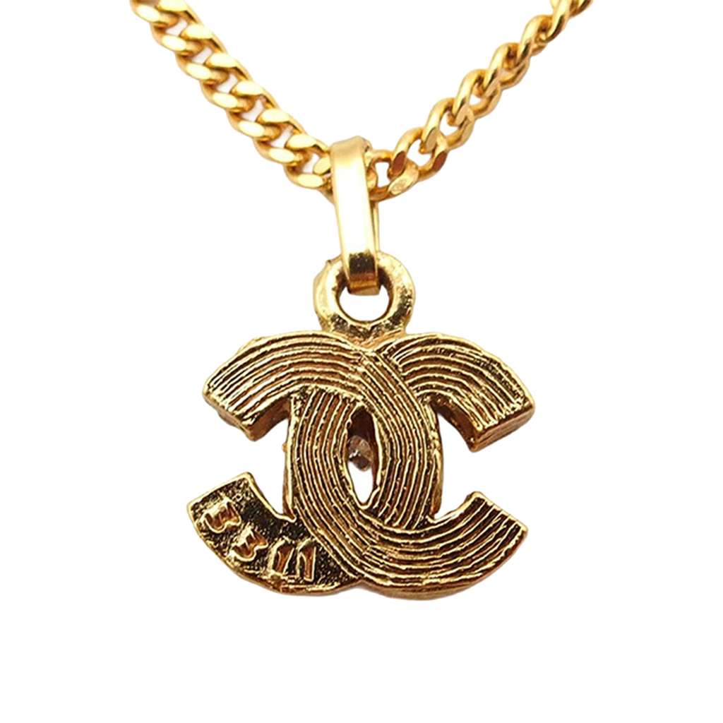 Chanel Gold Plated CC Rhinestone Pendant Necklace - 2