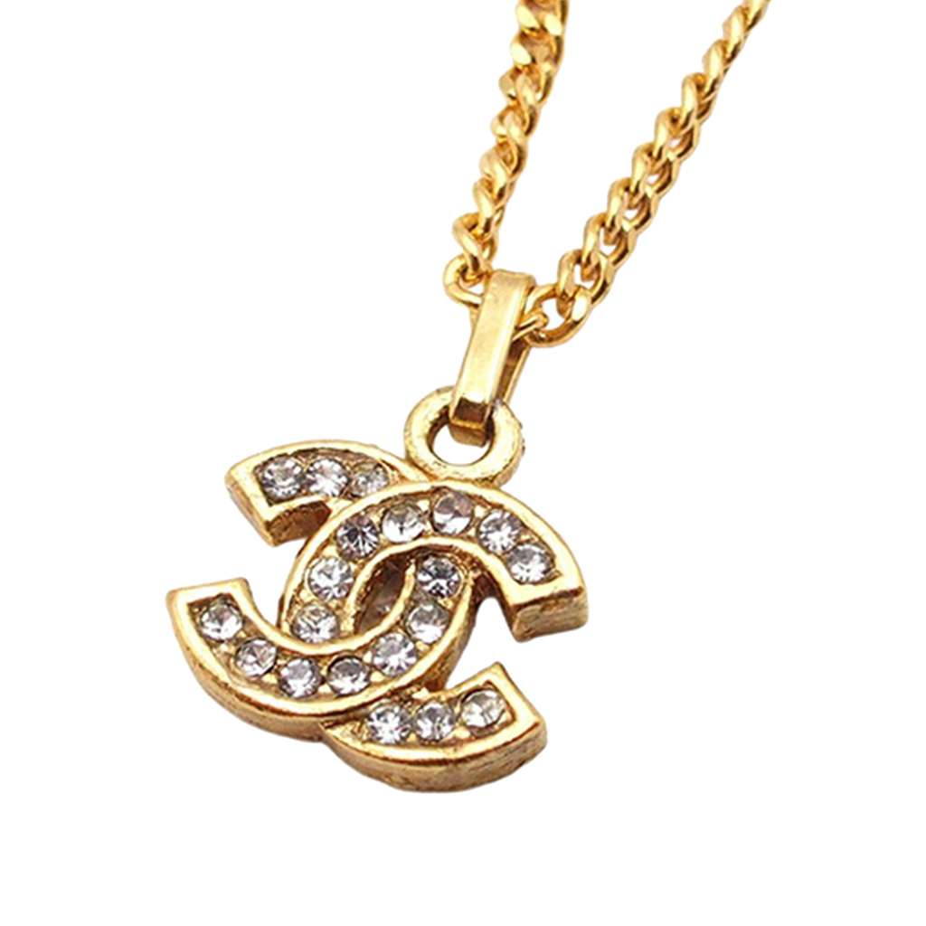 Chanel Gold Plated CC Rhinestone Pendant Necklace - 3