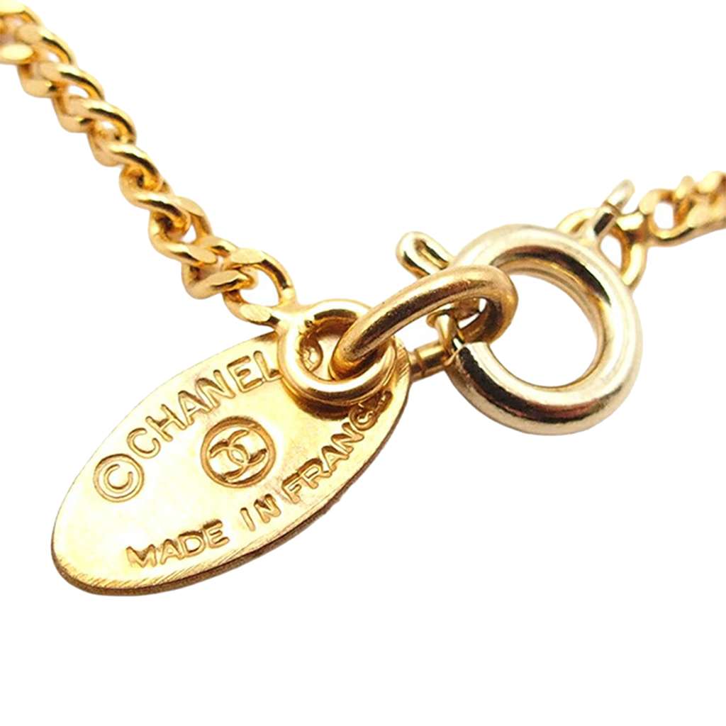 Chanel Gold Plated CC Rhinestone Pendant Necklace - 4