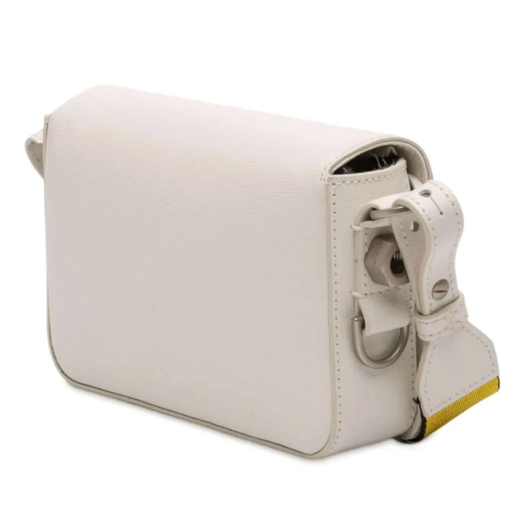 Off-white Mini Leather Binder Clip Flap Bag White Leather Good - Back View