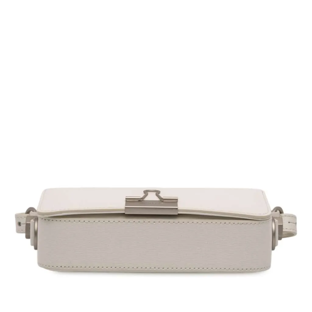 Off-white Mini Leather Binder Clip Flap Bag White Leather Good - Inside View