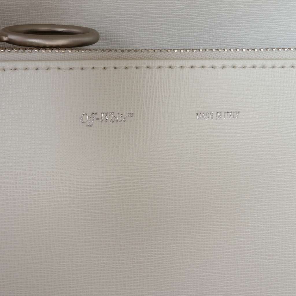 Off-white Mini Leather Binder Clip Flap Bag - 5