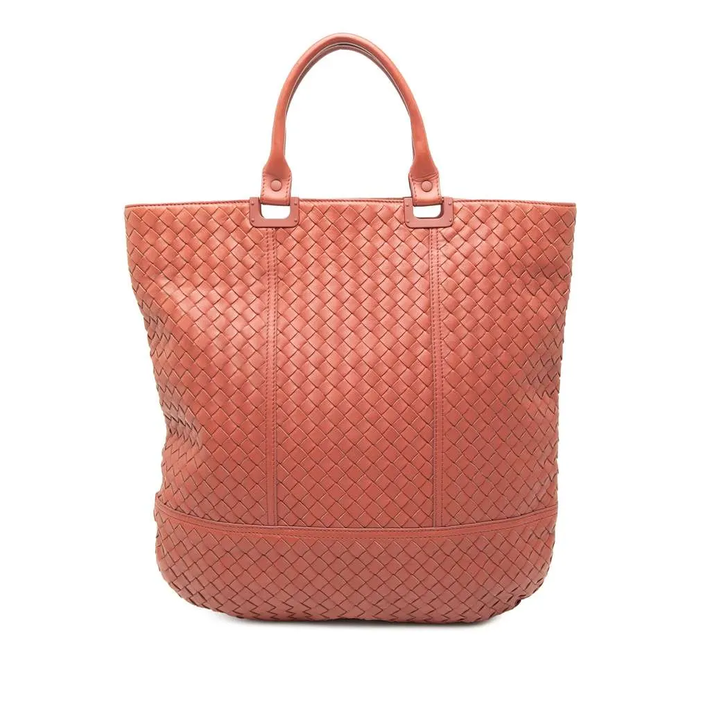 Bottega Veneta Nappa Intrecciato Tote Orange Leather Very good - Front View
