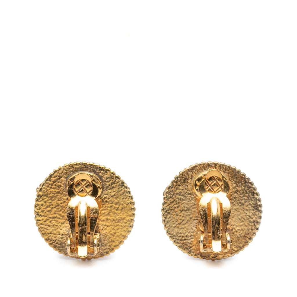Chanel CC Gold Plated Round Clip on Earrings - 2