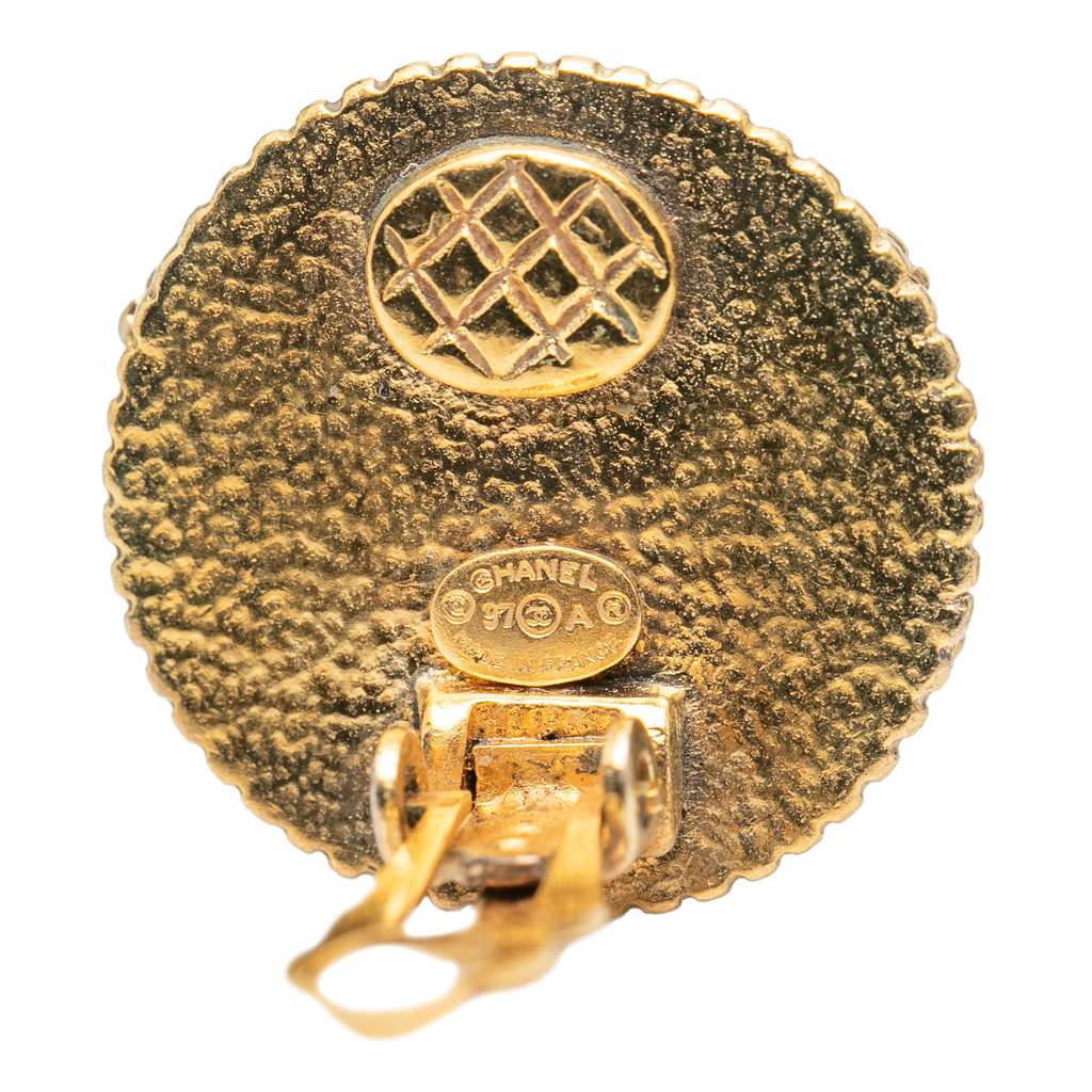 Chanel CC Gold Plated Round Clip on Earrings - 3
