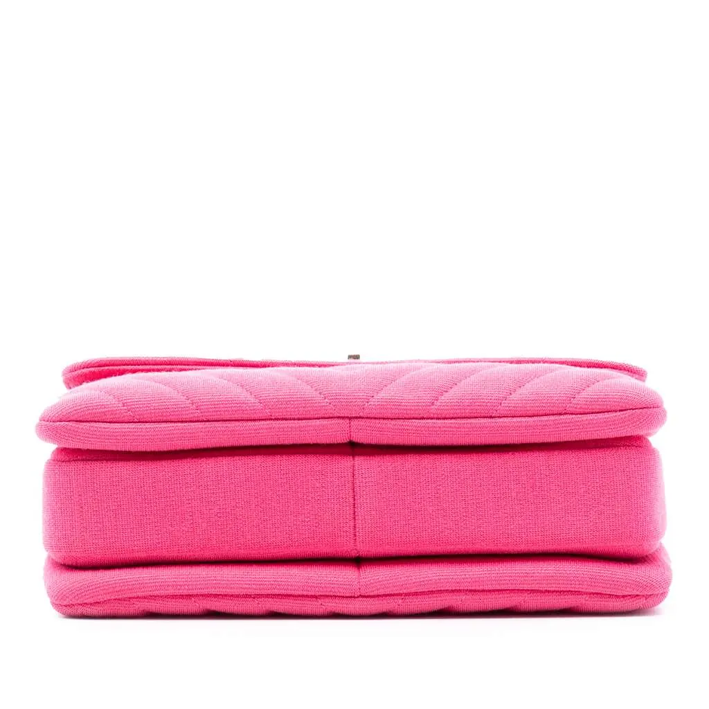 Chanel Small Chevron Jersey Trendy CC Top Handle Flap Pink Cotton Very good - Inside View