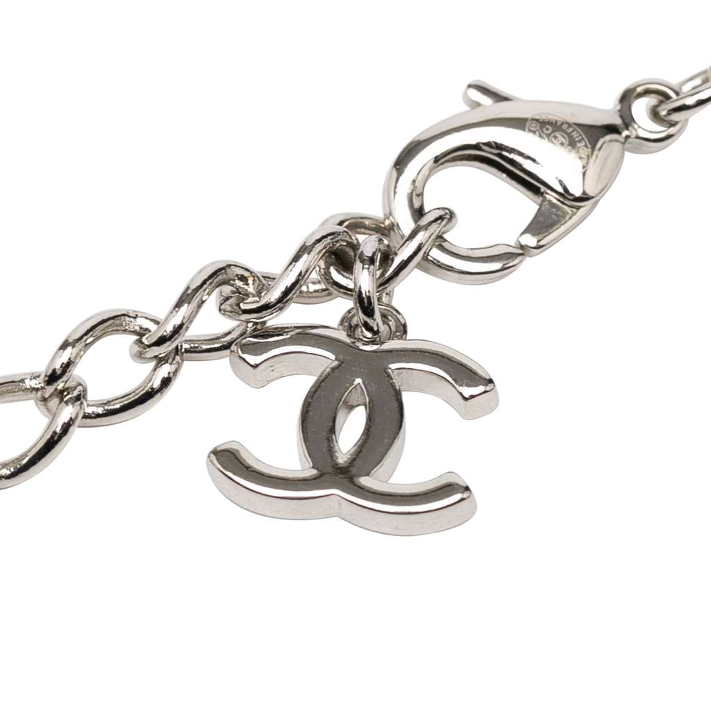 Chanel CC Silver Plated Station Necklace - 2