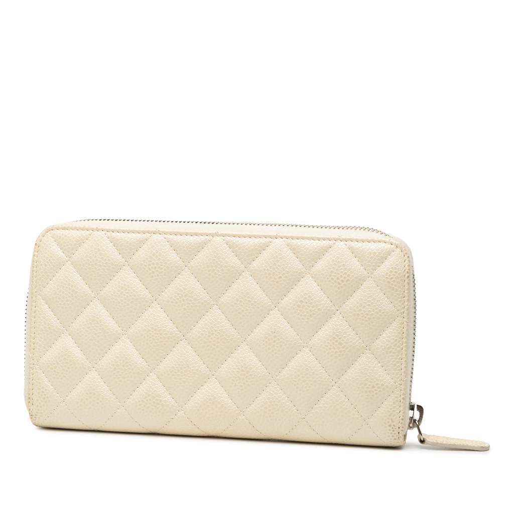 Chanel CC Quilted Iridescent Caviar Zip Around Long Wallet - 2