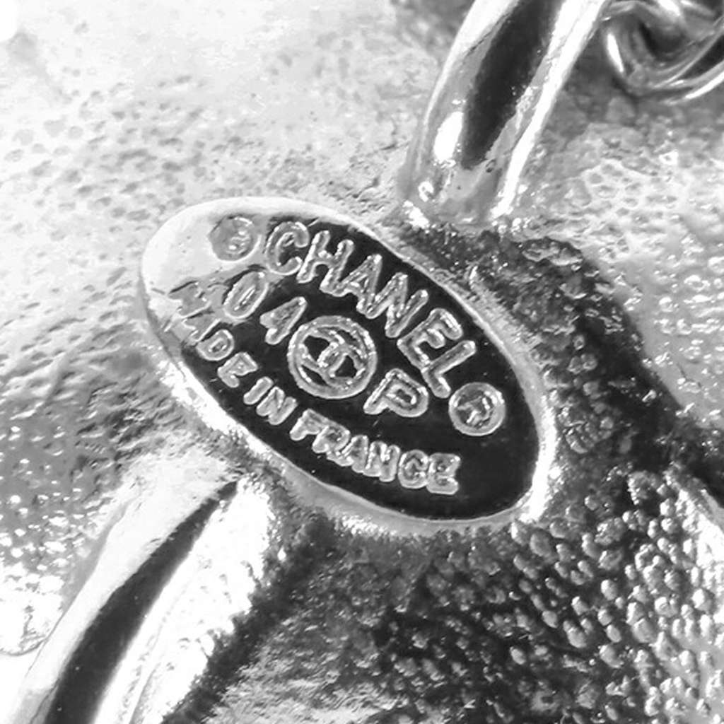 Chanel CC Silver Plated Crystal Clover Pendant Necklace - 3