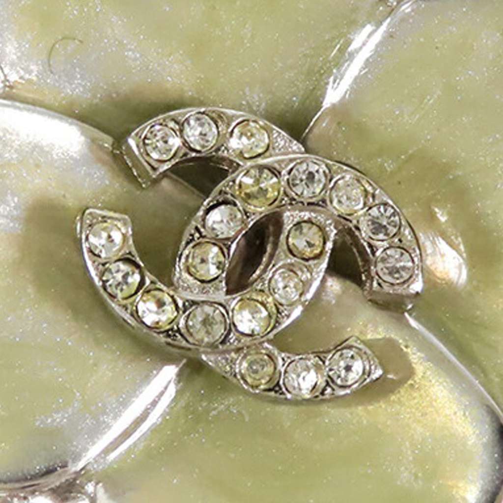 Chanel CC Silver Plated Crystal Clover Pendant Necklace - 5