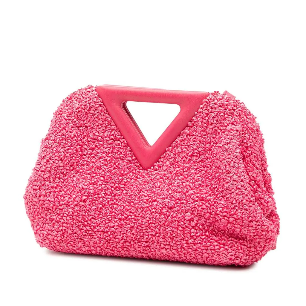 Bottega Veneta Small Boucle Curly Raffia The Point Triangle Satchel Pink Very good - Back View