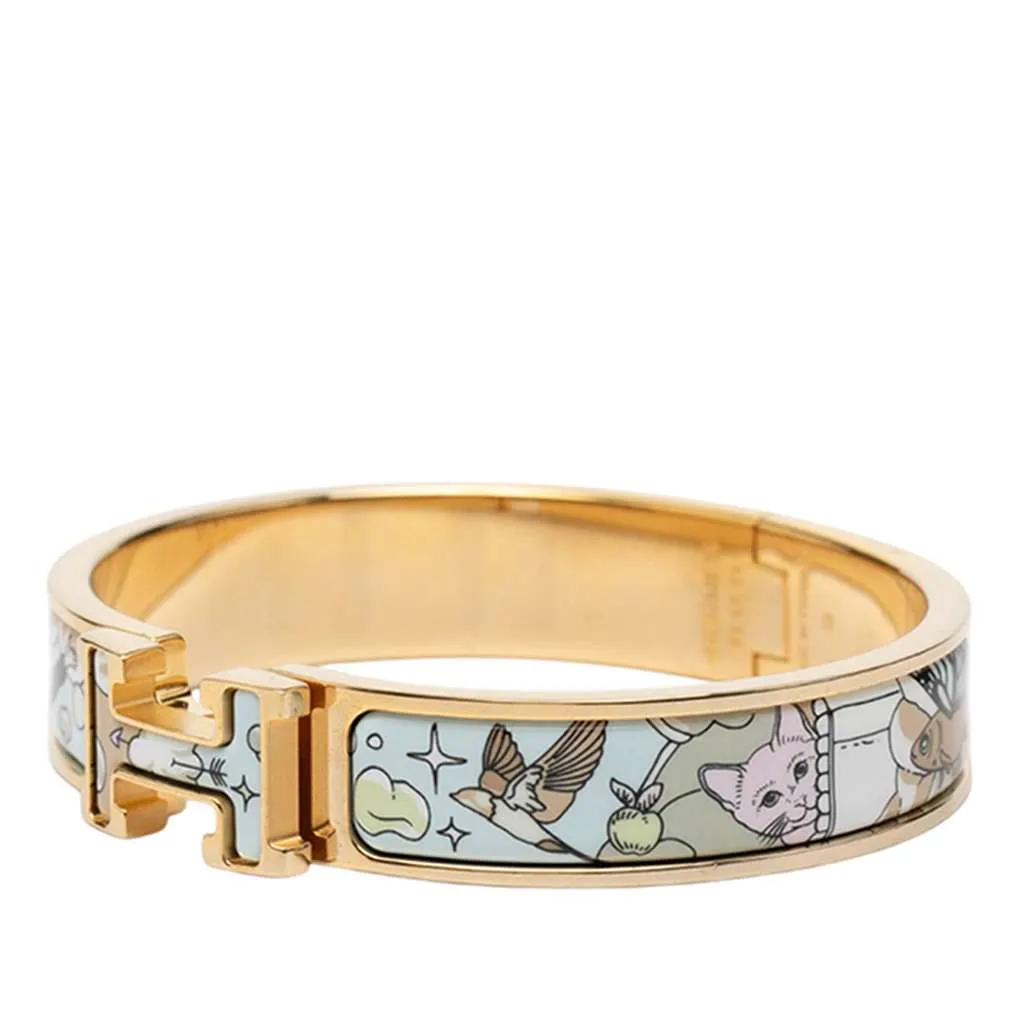 Hermès Narrow Enamel Dans Les Nuages Clic H Bracelet PM Blue Very good - Back View