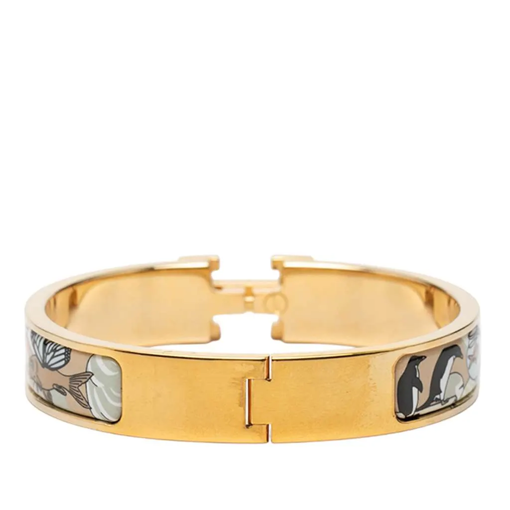 Hermès Narrow Enamel Dans Les Nuages Clic H Bracelet PM Blue Very good - Inside View