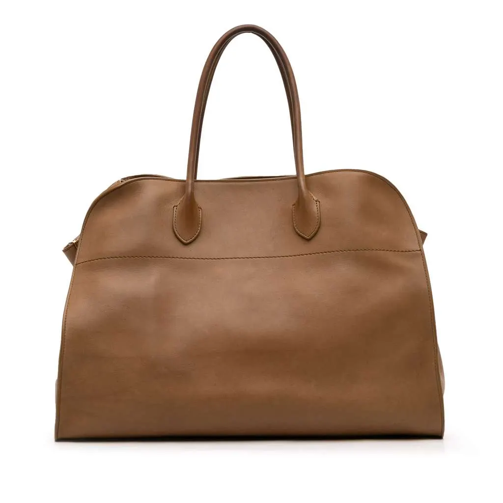 The Row Leather Margaux 17 Brown Leather Good - Front View