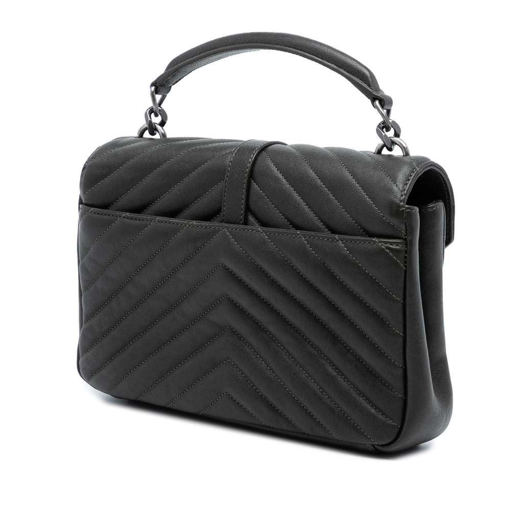 Saint Laurent Medium Chevron Sheepskin Monogram College Satchel - 2