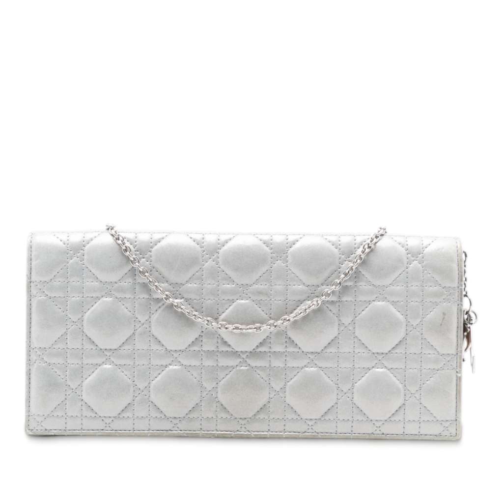 Dior Iridescent Lambskin Cannage Lady Dior Convertible Clutch
