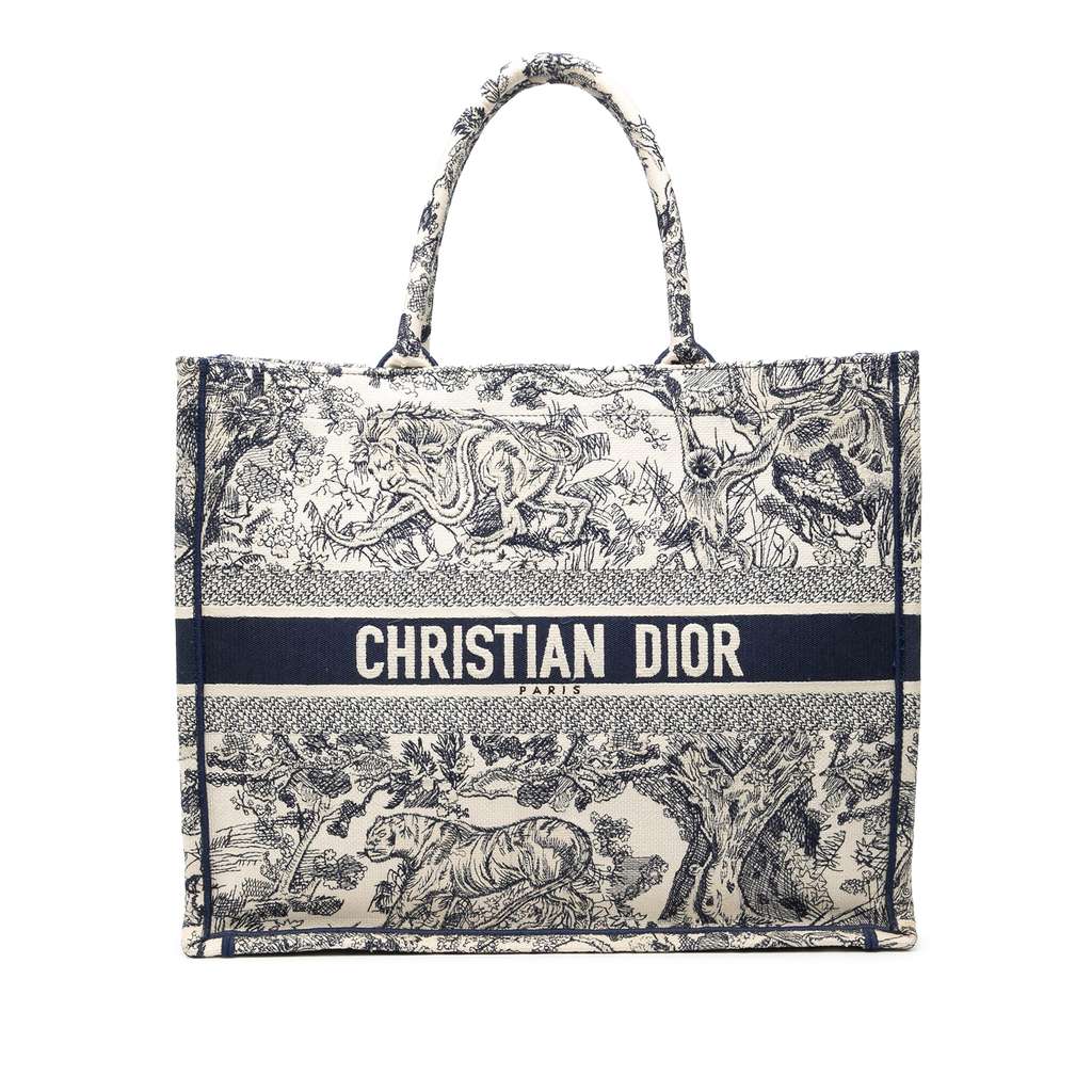Dior Large Canvas Embroidered Dioriviera Toile De Jouy Book Tote