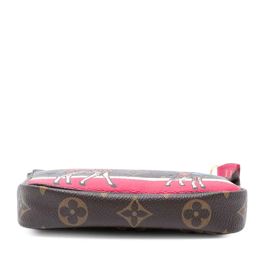 Louis Vuitton Monogram Giraffe Christmas Mini Pochette Accessoires Brown Very good - Inside View