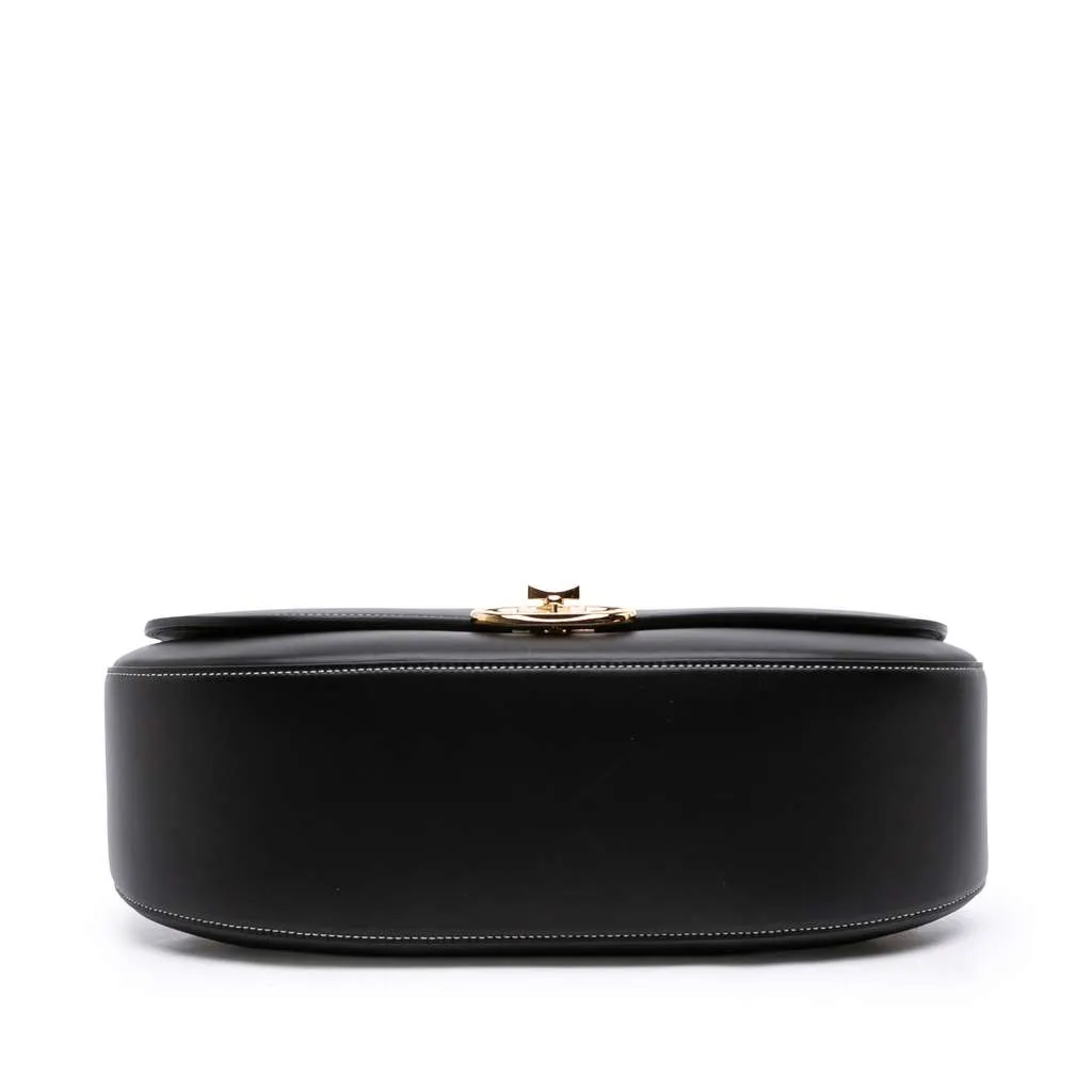 Valentino Medium Leather Ohval Flap Bag Black Leather Very good - Inside View