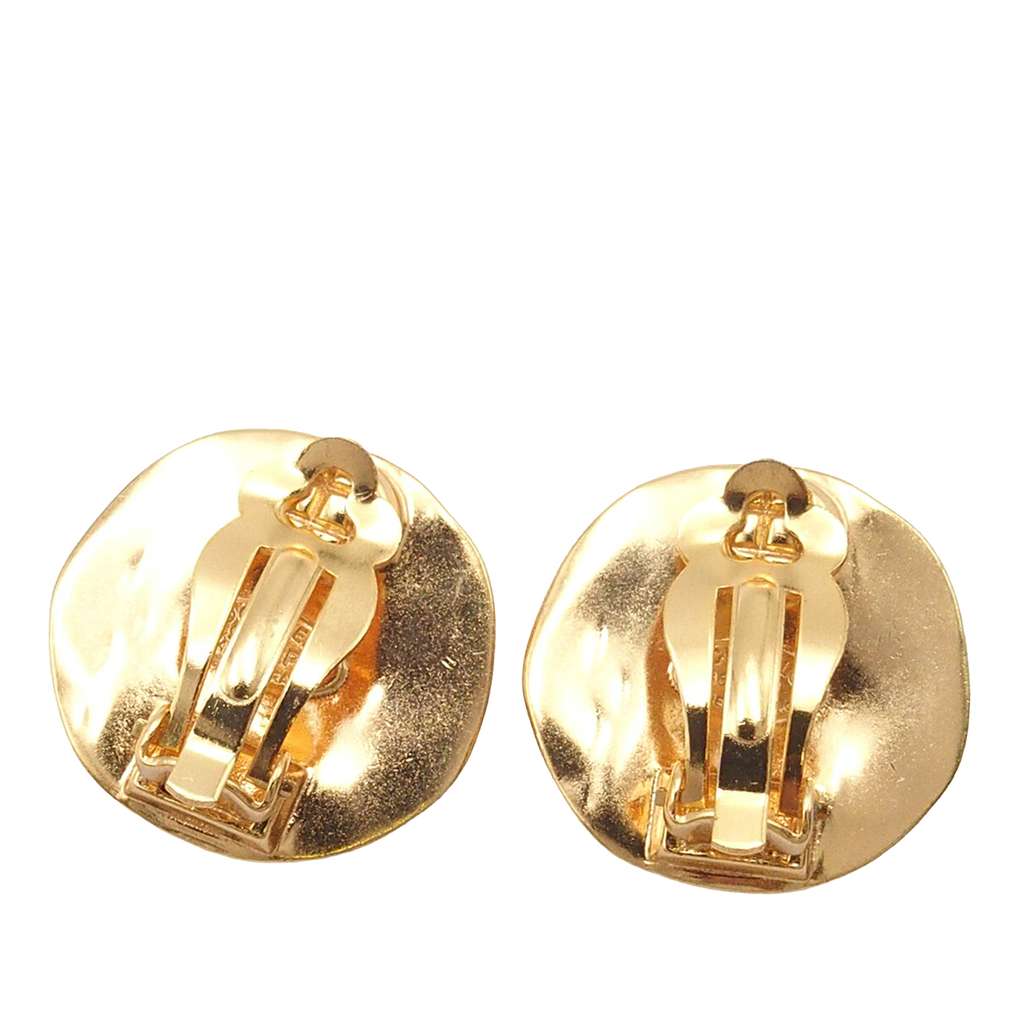 Chanel Gold Plated CC Round Clip on Earrings - 2