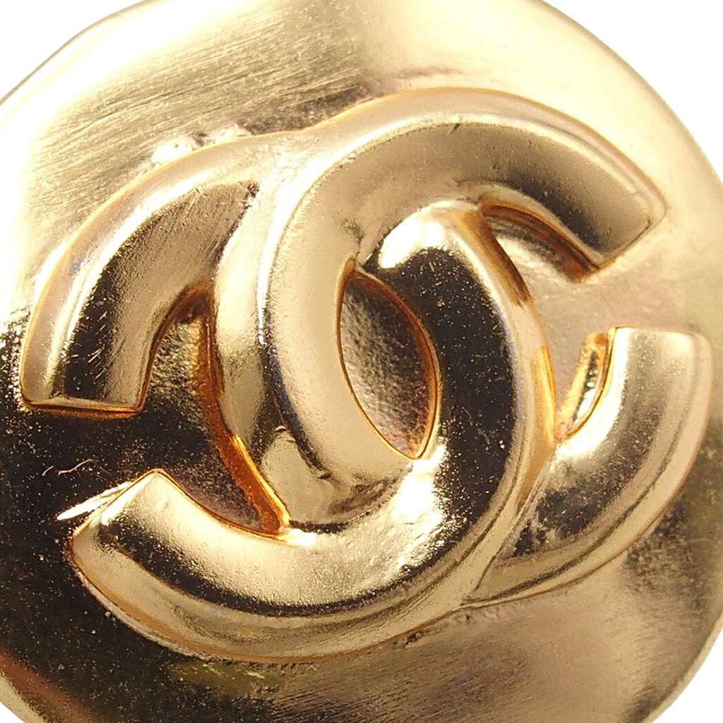 Chanel Gold Plated CC Round Clip on Earrings - 4