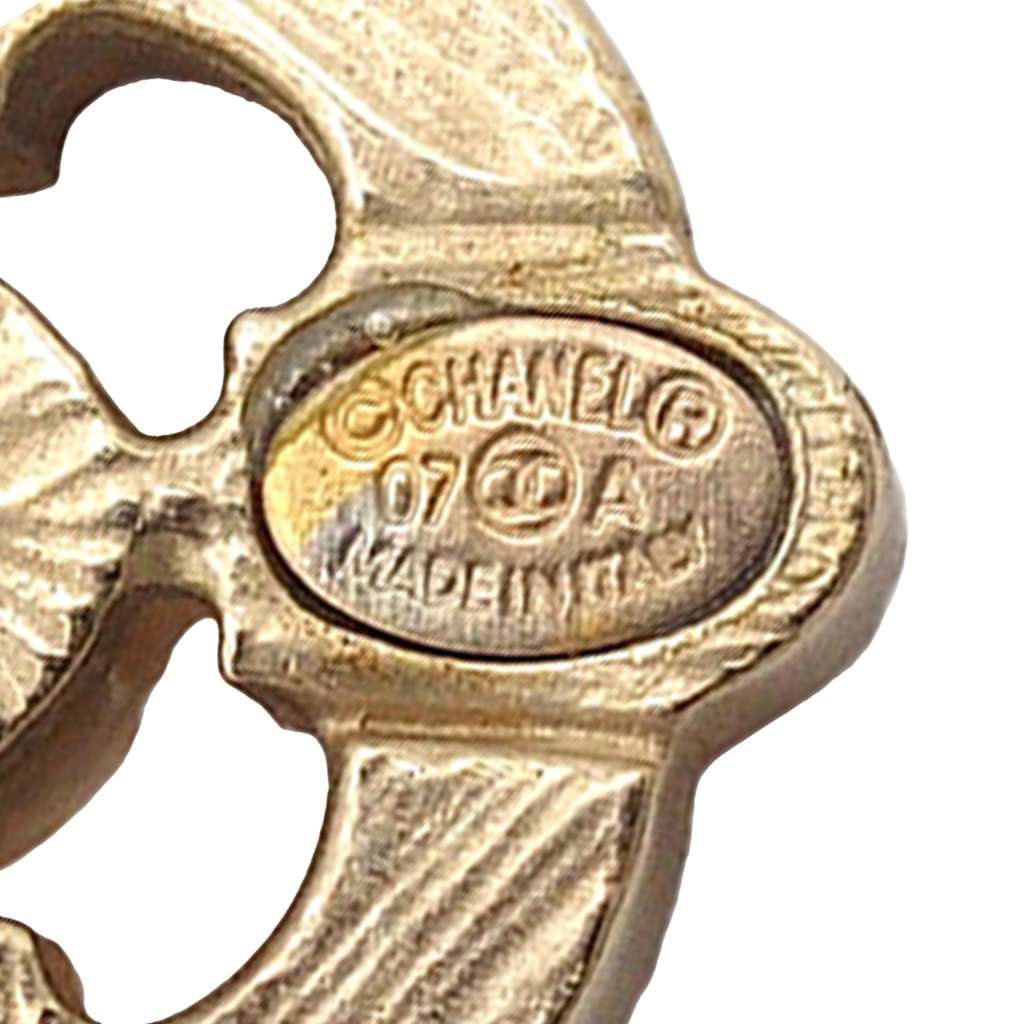 Chanel Gold Plated Enamel Maltese Cross and Faux Pearl Push Back Earrings - 4