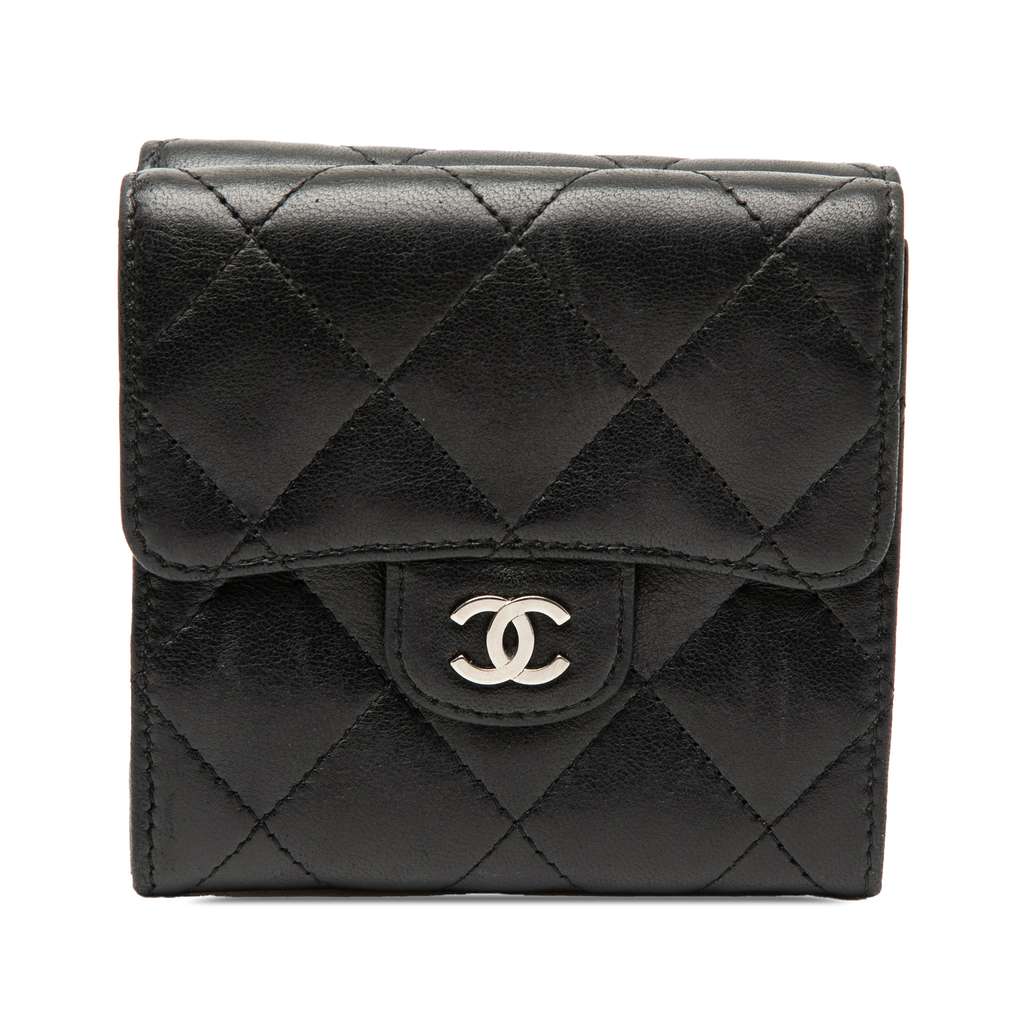 Chanel CC Quilted Lambskin Compact Double Sided Flap Wallet