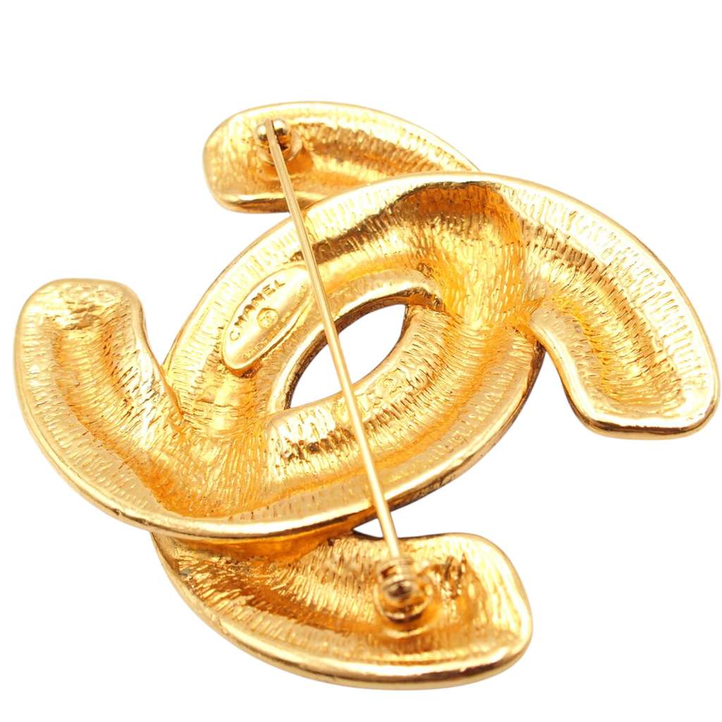 Chanel Gold Plated CC Quilted Brooch - 2