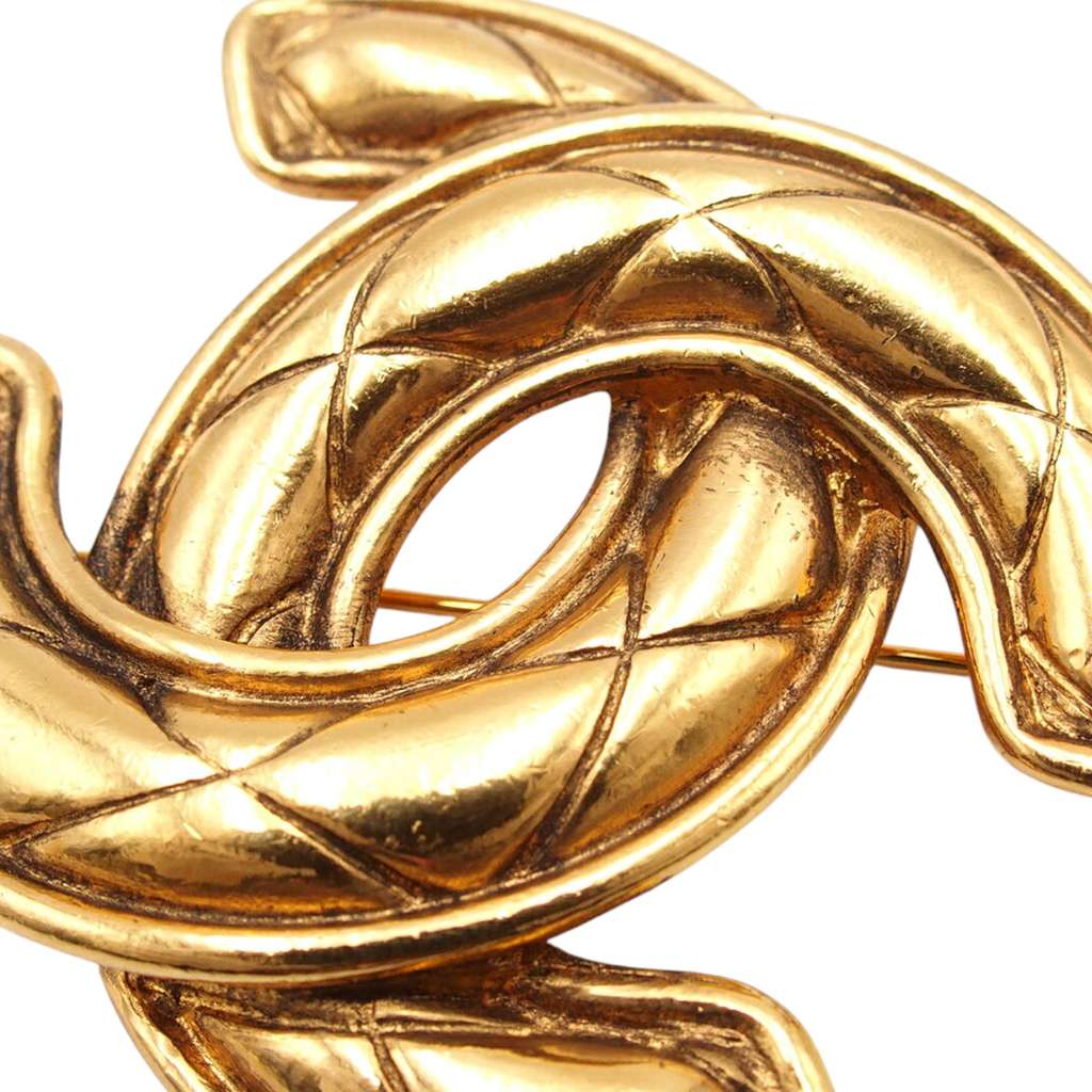 Chanel Gold Plated CC Quilted Brooch - 5