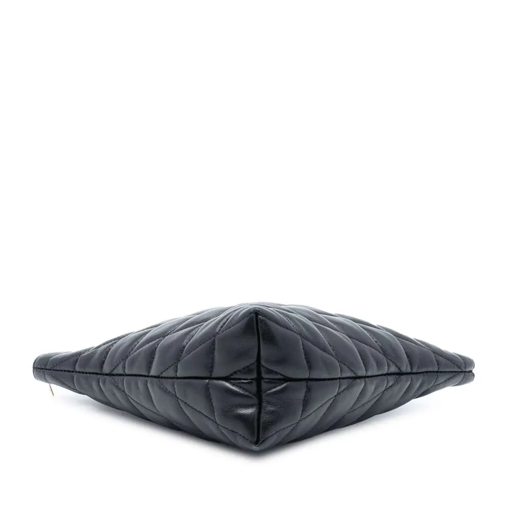 Saint Laurent Large Quilted Lambskin Sade Triangle Pouch Black Leather Very good - Inside View