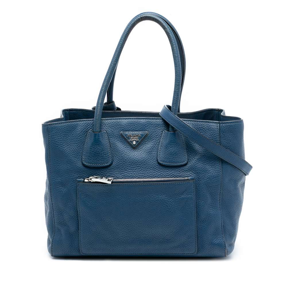 Prada Vitello Daino Front Pocket Open Convertible Tote