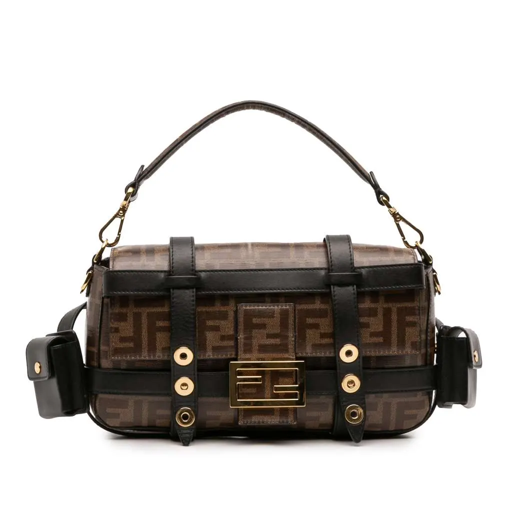 Fendi Zucca Glazed Fabric Cage Baguette Brown Canvas Very good - Front View